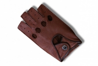 Перчатки без пальцев, размер 9-11 коричневые, кожа оленя