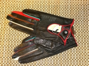 Перчатки черно-красные, размер 6-8; черный, лайка
