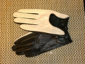 Перчатки черно-белые, размер 6-8; черный, лайка